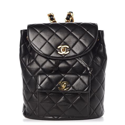 chanel lambskin quilted drawstring backpack black|vintage Chanel lambskin bag.